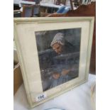 A framed and glazed print entiteld 'Old Woman with Rosary' by Paul Cezanne