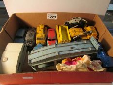A box of playworn Dinky and Techno die cast toys