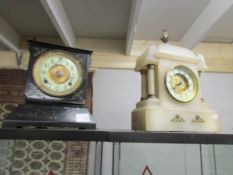 2 mantel clocks with pendulums, (not in working order).