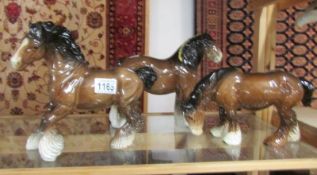 3 Beswick shire horses