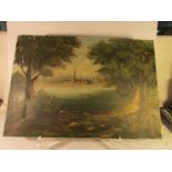 A small oil on canvas rural scene signed M Rehter?,