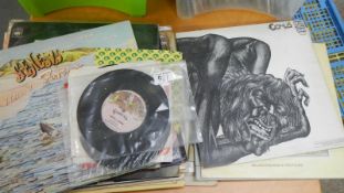 A quantity of LPs and 45rpm records including Comus on Dawn label First Utterings