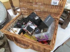 A box of costume jewellery, sunglasses,