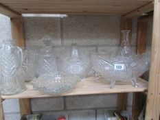 A shelf of glass ware.