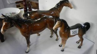 3 Beswick horses (one has slight chip on ear)