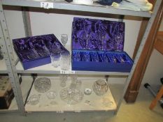 A mixed lot of glassware including Edinburgh crystal, Royal Doulton crystal, 2 part sets etc.