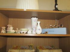 A mixed lot of collectables including Piggin' figures, Royal Doulton Rustic England bowl,