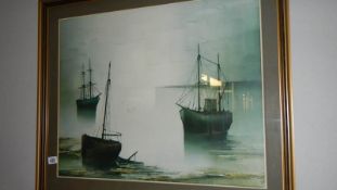 A framed and glazed nautical print,.