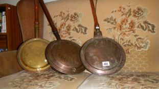 3 Victorian warming pans.