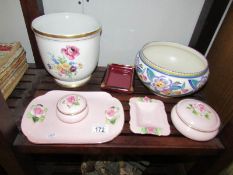 A Royal Addersley pink rose bedroom set, Crown Devon, Poole Bowl (a/f) etc.