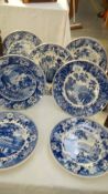 7 Wedgwood blue and white plates.