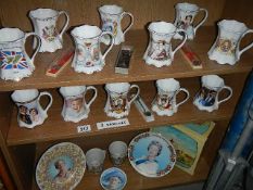 3 shelves of miscellaneous including commemorative china.