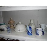 A shelf of miscellaneous china etc.