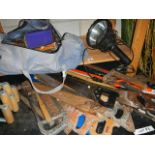 A quantity of saws and other tools.