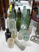 A quantity of old bottles including Brigg, Scunthorpe, Market Rasen examples.