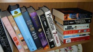A shelf of books,