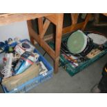 2 boxes of electric fittings, tools etc.