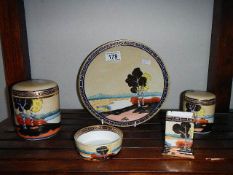 5 pieces of hand painted Noritake porcelain.