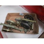 A mixed lot of brass ware including cannons,