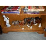 A Beswick elephant a/f, A Beswick horse a/f, a Beswick fawn a/f, A shire horse with plough,