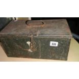 An old metal tool box containing casting tools etc.