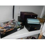 A mixed lot of costume jewellery and 2 jewellery boxes.