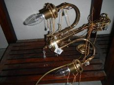 A 3 lamp brass ceiling light,.