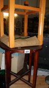 A folding table and a stool,