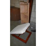 A pine corner shelf and a metamorphic stool.