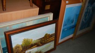 4 large framed pictures.