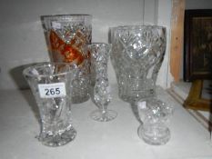 5 glass vases.