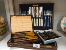 3 cased sets of cutlery including H Samuel Statesman canteen of cutlery.