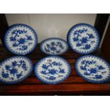 6 Chinese blue and white plates.