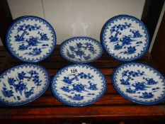 6 Chinese blue and white plates.