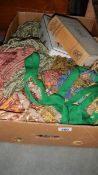 A box of curtain ties, buttons etc,