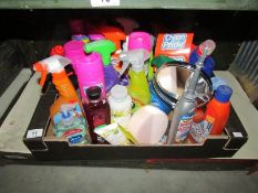 A quantity of household consumables and cleaning fluids.