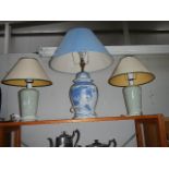 3 table lamps.