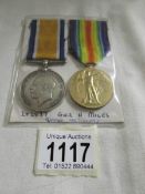 A WW1 War medal and Victory medal for Gunner H Miles RA.