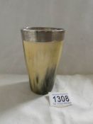 A horn beaker with silver rim, Sheffield,