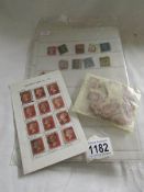 A collection of Victorian stamps including penny black, penny blue and many penny reds.