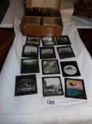 A pine collecting box and 37 magic lantern slides,