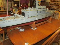 A large model battleship (Grantham and District model boat club) with engine, 170 cm long.