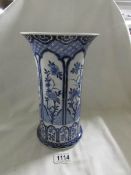 A large blue and white beaker vase with auspicious marks in double ring on base (probably 19th