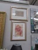 A pair of framed and glazed Italian style prints.