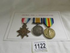 A WW1 British war medal, victory medal and star for Dvr L McSwiney, RE.