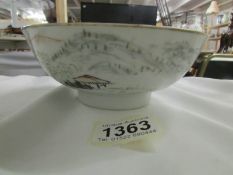 A circa 19th century Qianjiang bowl depicting rural setting with hills in background and featuring