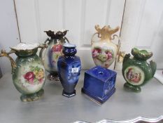A mixed lot of Staffordshire vases