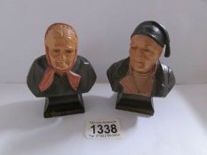 A pair of Swiss carved wood busts.