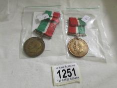 A 1914-15 mercantile marine war service medal for Reuben Adams and a 1914-18 mercantile marine