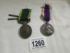 A George V long service medal for N Hardman R.N.